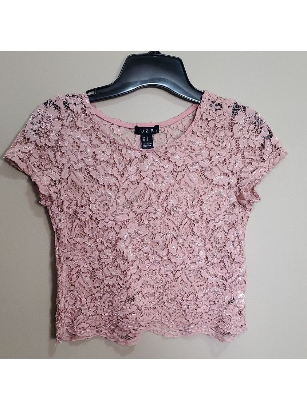 U2B Pink Lace Women Top Size Small
